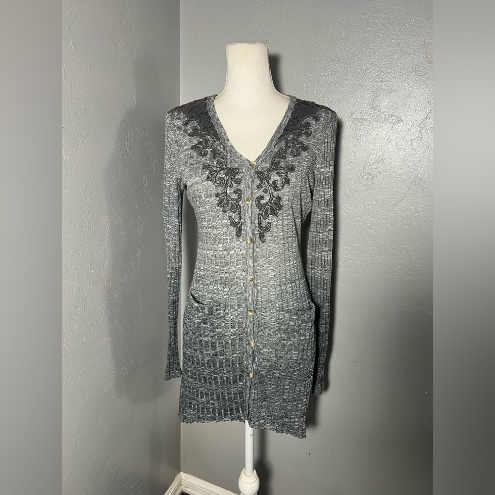 Miss Me grey ombre front button cardigan dress diamond decorate size L